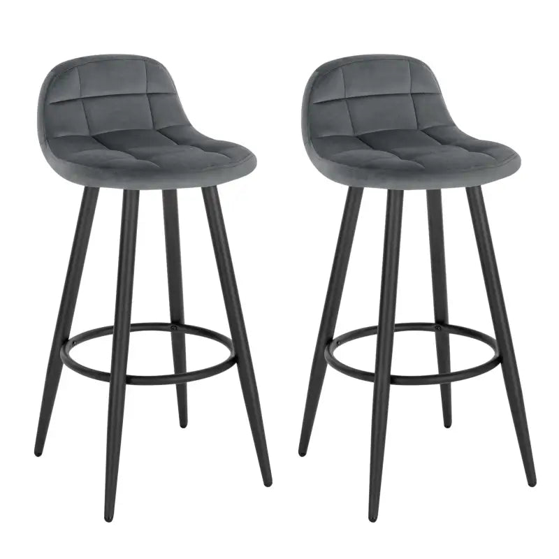 BukkitBow - Moderne Barkrukken Fluweel - Set van 2 Barkrukken - Metalen Frame - Comfortabele Stoel met Lage Rugleuning - Voetsteun - Modern Design