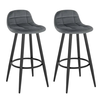 BukkitBow - Moderne Barkrukken Fluweel - Set van 2 Barkrukken - Metalen Frame - Comfortabele Stoel met Lage Rugleuning - Voetsteun - Modern Design