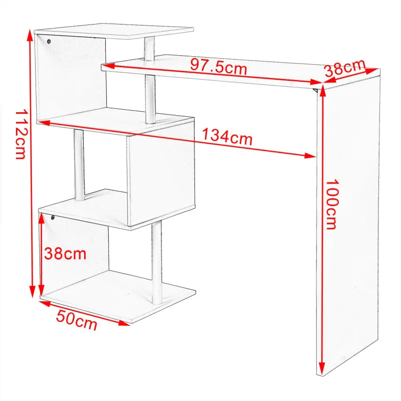BukkitBow - Moderne Bartafel - Met Vakken - Wit, Zwart of Donkerbruin - Max Capaciteit: 100kg - 97.5x38cm Bartafel BukkitBow