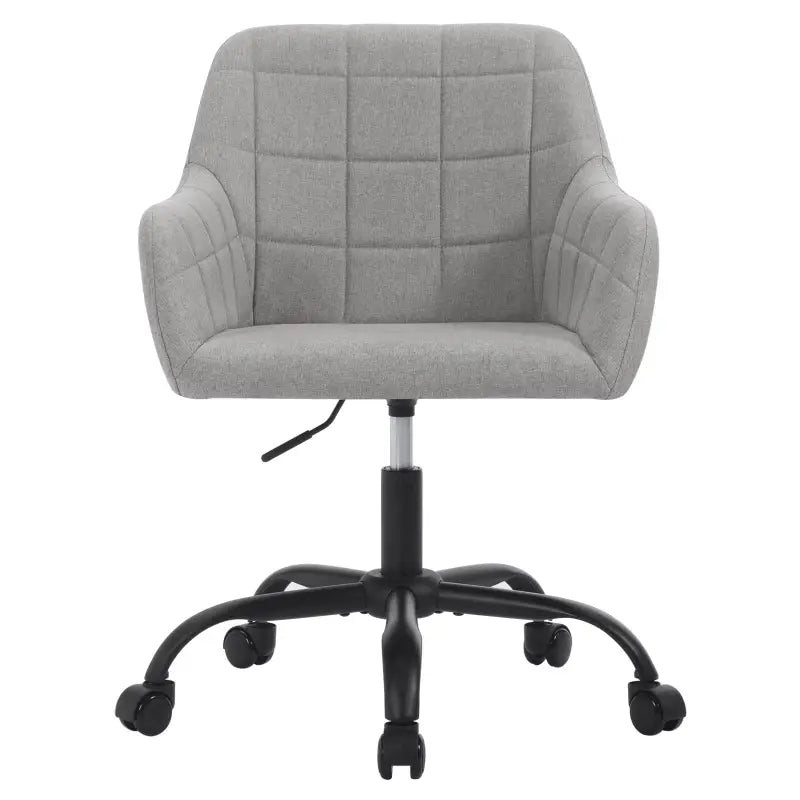 BukkitBow - Moderne Bureaustoel op Wielen - Linnen/Velvet met Metaal/Schuim - Verstelbare Hoogte en 360° Draaibaar Grijs (Stof) Grijs (Stof) Bureaustoel BukkitBow