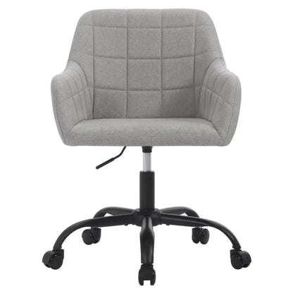 BukkitBow - Moderne Bureaustoel op Wielen - Linnen/Velvet met Metaal/Schuim - Verstelbare Hoogte en 360° Draaibaar Grijs (Stof) Grijs (Stof) Bureaustoel BukkitBow