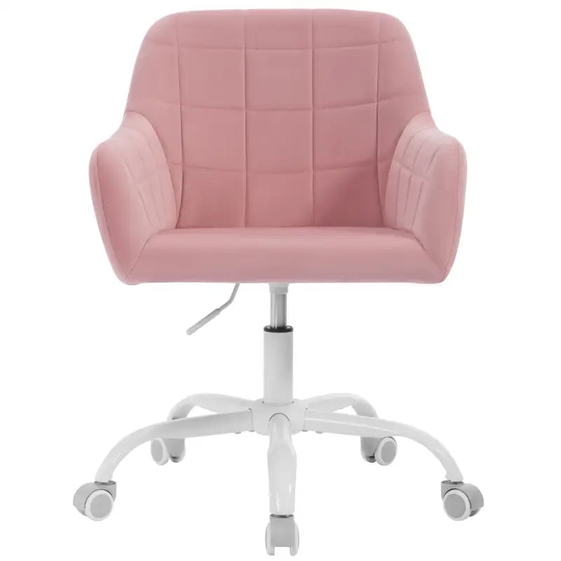 BukkitBow - Moderne Bureaustoel op Wielen - Linnen/Velvet met Metaal/Schuim - Verstelbare Hoogte en 360° Draaibaar Roze (Fluweel) Roze (Fluweel) Bureaustoel BukkitBow