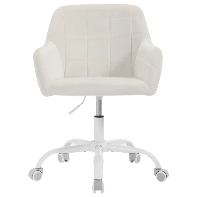 BukkitBow - Moderne Bureaustoel op Wielen - Linnen/Velvet met Metaal/Schuim - Verstelbare Hoogte en 360° Draaibaar Cremé (Fluweel) Cremé (Fluweel) Bureaustoel BukkitBow