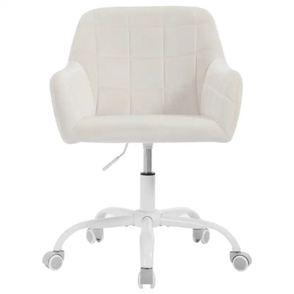 BukkitBow - Moderne Bureaustoel op Wielen - Linnen/Velvet met Metaal/Schuim - Verstelbare Hoogte en 360° Draaibaar Cremé (Fluweel) Cremé (Fluweel) Bureaustoel BukkitBow