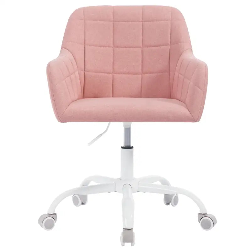 BukkitBow - Moderne Bureaustoel op Wielen - Linnen/Velvet met Metaal/Schuim - Verstelbare Hoogte en 360° Draaibaar Roze (Stof) Roze (Stof) Bureaustoel BukkitBow