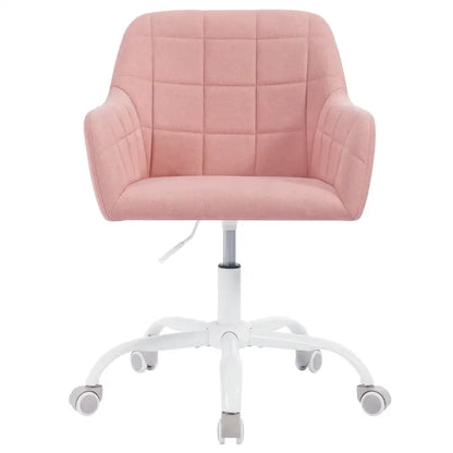 BukkitBow - Moderne Bureaustoel op Wielen - Linnen/Velvet met Metaal/Schuim - Verstelbare Hoogte en 360° Draaibaar Roze (Stof) Roze (Stof) Bureaustoel BukkitBow