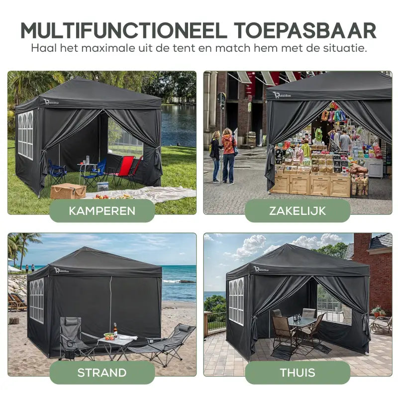 BukkitBow Opvouwbare Partytent Met Zijwanden 3x3 Meter Waterdicht Weersbestendig partytent BukkitBow