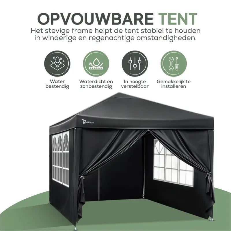 BukkitBow Opvouwbare Partytent Met Zijwanden 3x3 Meter Waterdicht Weersbestendig partytent BukkitBow