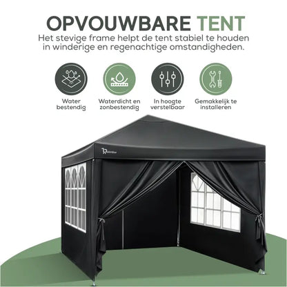 BukkitBow Opvouwbare Partytent Met Zijwanden 3x3 Meter Waterdicht Weersbestendig partytent BukkitBow