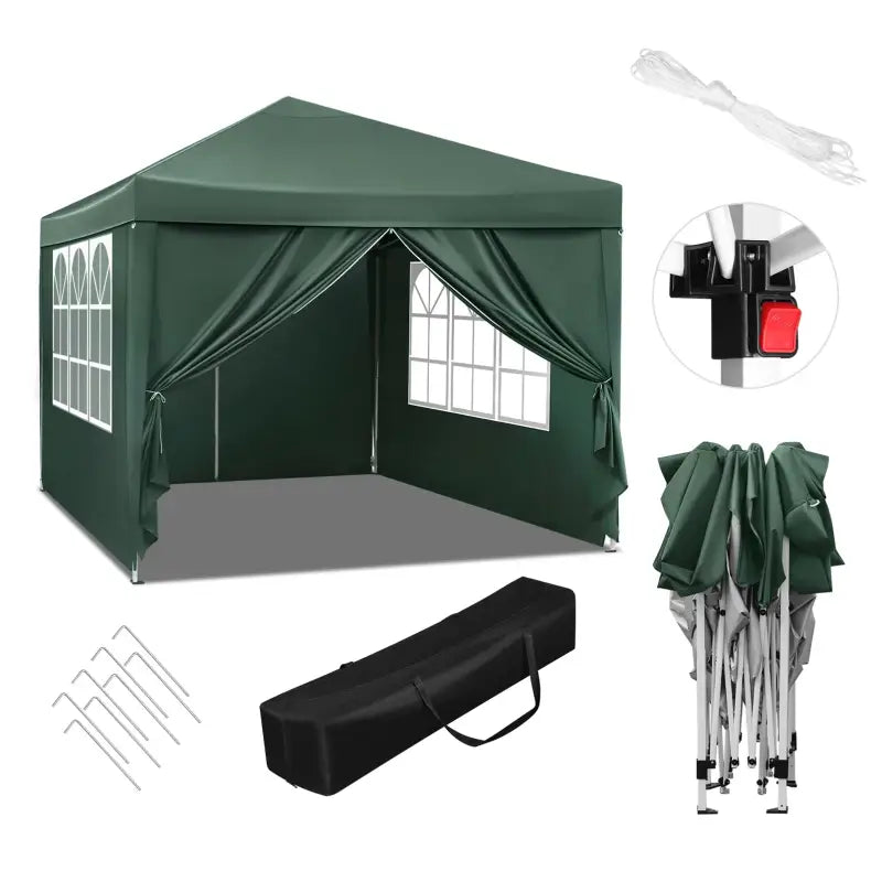 BukkitBow Opvouwbare Partytent Met Zijwanden 3x3 Meter Waterdicht Weersbestendig Groen Groen partytent BukkitBow