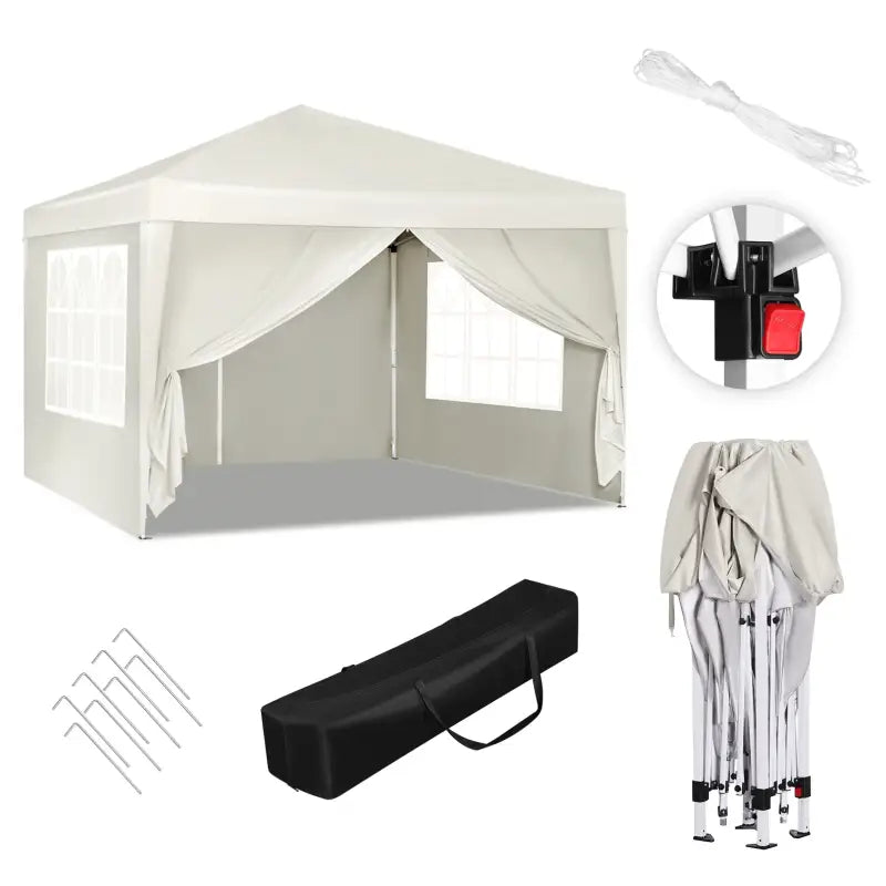 BukkitBow Opvouwbare Partytent Met Zijwanden 3x3 Meter Waterdicht Weersbestendig Wit Wit partytent BukkitBow