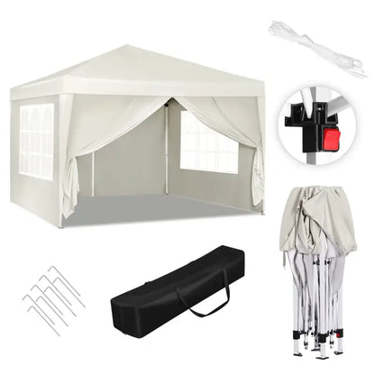 BukkitBow Opvouwbare Partytent Met Zijwanden 3x3 Meter Waterdicht Weersbestendig Wit Wit partytent BukkitBow