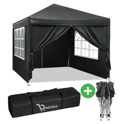 BukkitBow Opvouwbare Partytent Met Zijwanden 3x3 Meter Waterdicht Weersbestendig Antraciet Grijs Antraciet Grijs partytent BukkitBow
