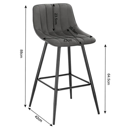 BukkitBow - Set Barkrukken Fluweel - Metalen Onderstel - Ergonomisch en Comfortabel - Zithoogte: 64.5CM