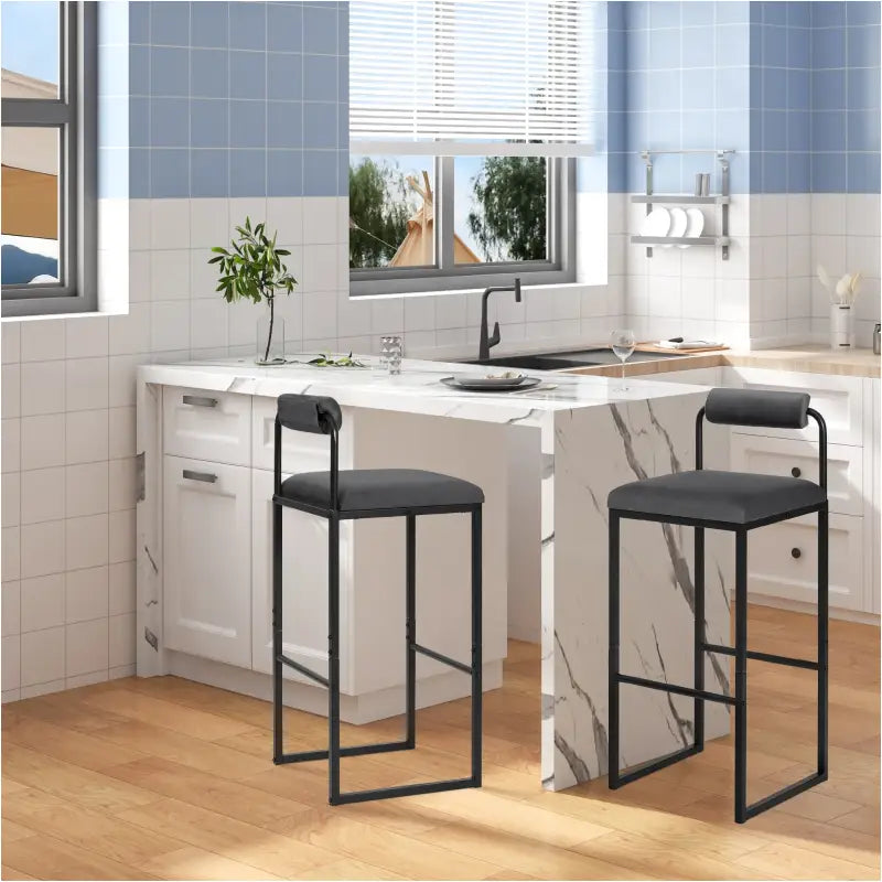 BukkitBow - Set Barkrukken Fluweel - Staal Buizen Frame - Ergonomisch met Voetensteun - 120kg Draagvermogen - Zithoogte: 75CM