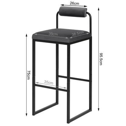 BukkitBow - Set Barkrukken Fluweel - Staal Buizen Frame - Ergonomisch met Voetensteun - 120kg Draagvermogen - Zithoogte: 75CM