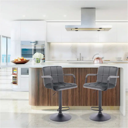 BukkitBow - Set Industriële barkrukken - Metalen Basis met Voetensteun - Ergonomisch met Armleuningen - Zithoogte: 62-84CM