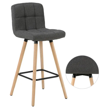 BukkitBow - Set van 2 Barkrukken - Massief Houten Poten - Linnen Zitting - Ergonomisch Ontwerp - Met Vloerbescherming