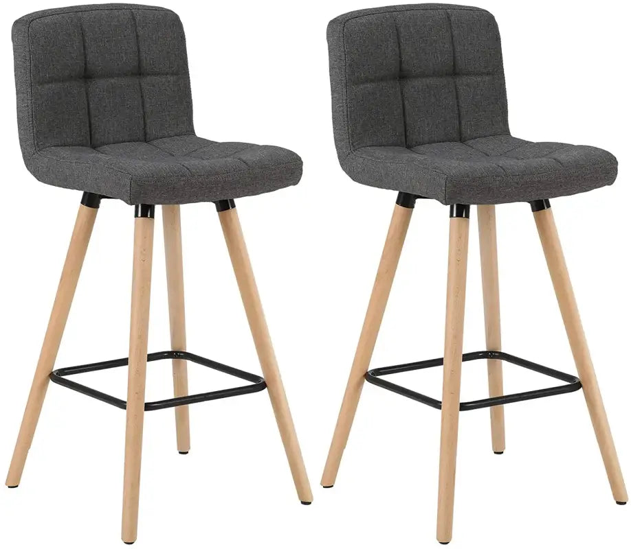 BukkitBow - Set van 2 Barkrukken - Massief Houten Poten - Linnen Zitting - Ergonomisch Ontwerp - Met Vloerbescherming