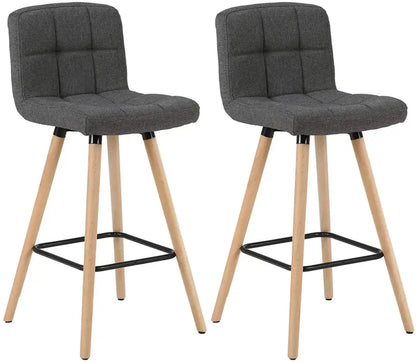 BukkitBow - Set van 2 Barkrukken - Massief Houten Poten - Linnen Zitting - Ergonomisch Ontwerp - Met Vloerbescherming