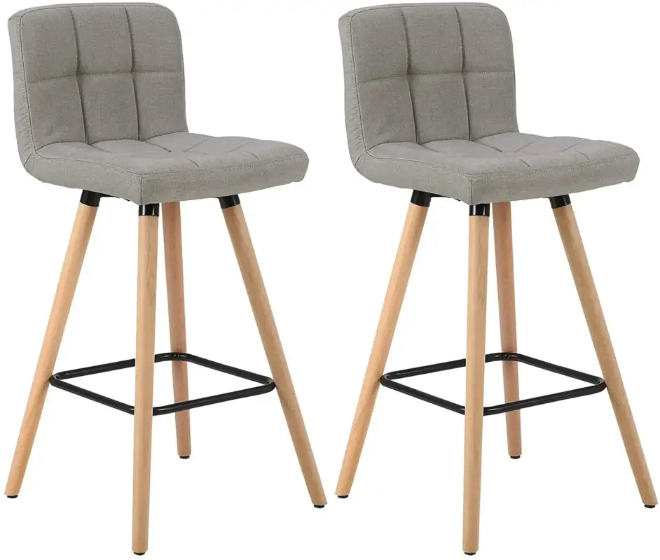 BukkitBow - Set van 2 Barkrukken - Massief Houten Poten - Linnen Zitting - Ergonomisch Ontwerp - Met Vloerbescherming