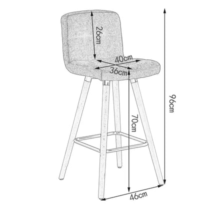 BukkitBow - Set van 2 Barkrukken - Massief Houten Poten - Linnen Zitting - Ergonomisch Ontwerp - Met Vloerbescherming
