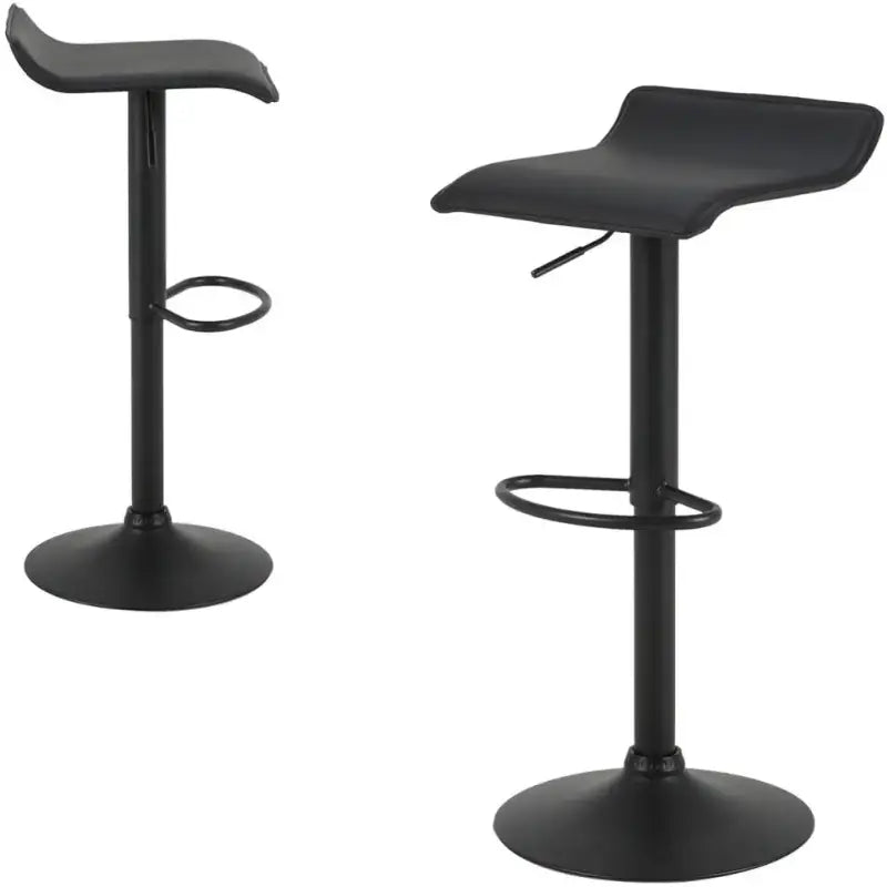 BukkitBow - Set van 2 Barkrukken - Metaal en Synthetisch Leer - Verstelbare in Hoogte en Draaibaar - 100KG Laadvermogen - Zithoogte: 56-78CM Zwart Zwart Barkruk BukkitBow