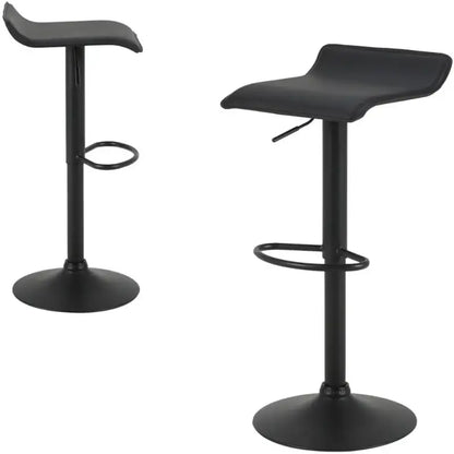 BukkitBow - Set van 2 Barkrukken - Metaal en Synthetisch Leer - Verstelbare in Hoogte en Draaibaar - 100KG Laadvermogen - Zithoogte: 56-78CM Zwart Zwart Barkruk BukkitBow