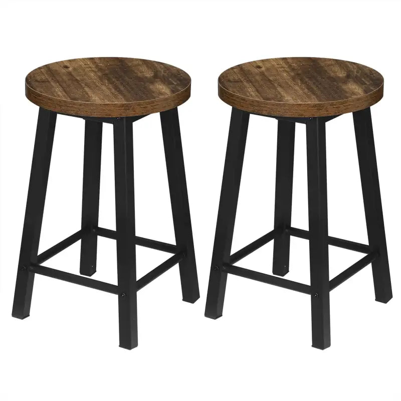 BukkitBow - Set van 2 Barkrukken - Metalen Onderstel met Composiet Houten Zitting - Duurzaam en Ruimtebesparend - Zithoogte: 45CM