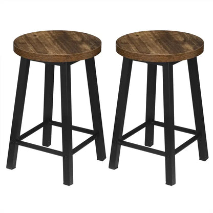 BukkitBow - Set van 2 Barkrukken - Metalen Onderstel met Composiet Houten Zitting - Duurzaam en Ruimtebesparend - Zithoogte: 45CM