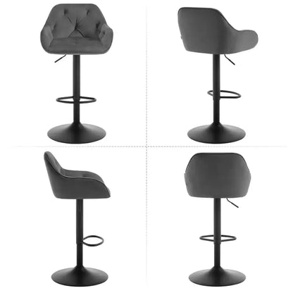 BukkitBow - Set van 2 Barkrukken - Velvet met Metaal - met Voetensteun - Zithoogte: 62,5-84cm