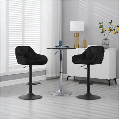 BukkitBow - Set van 2 Barkrukken - Velvet met Metaal - met Voetensteun - Zithoogte: 62,5-84cm