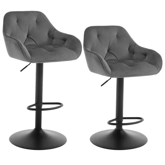 BukkitBow - Set van 2 Barkrukken - Velvet met Metaal - met Voetensteun - Zithoogte: 62,5-84cm