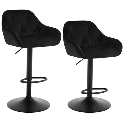 BukkitBow - Set van 2 Barkrukken - Velvet met Metaal - met Voetensteun - Zithoogte: 62,5-84cm