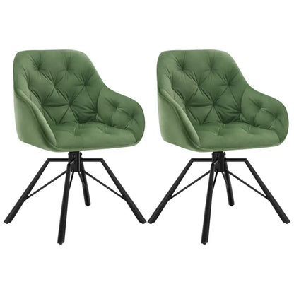 BukkitBow - Set van 2 Draaibare Eetkamerstoelen - Kunstleer/Fluweel en Metaal - Ergonomisch - 150 kg Draagvermogen