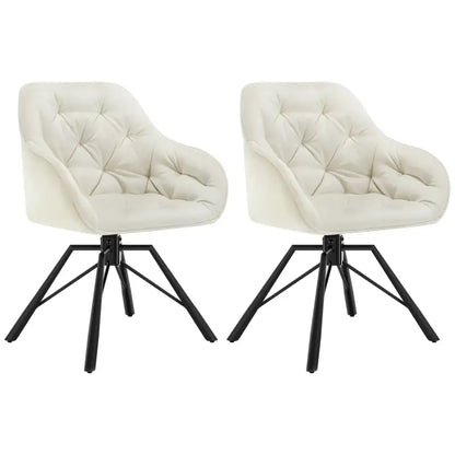 BukkitBow - Set van 2 Draaibare Eetkamerstoelen - Kunstleer/Fluweel en Metaal - Ergonomisch - 150 kg Draagvermogen