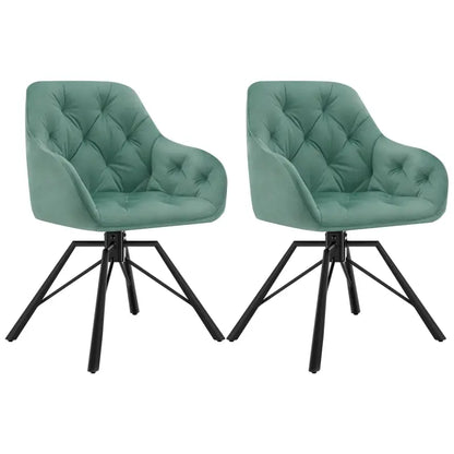BukkitBow - Set van 2 Draaibare Eetkamerstoelen - Kunstleer/Fluweel en Metaal - Ergonomisch - 150 kg Draagvermogen
