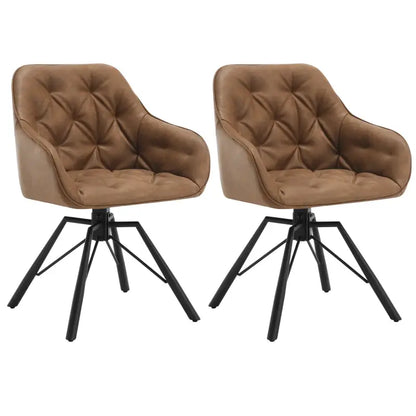 BukkitBow - Set van 2 Draaibare Eetkamerstoelen - Kunstleer/Fluweel en Metaal - Ergonomisch - 150 kg Draagvermogen