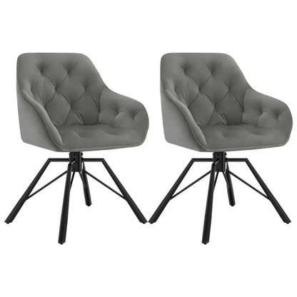 BukkitBow - Set van 2 Draaibare Eetkamerstoelen - Kunstleer/Fluweel en Metaal - Ergonomisch - 150 kg Draagvermogen