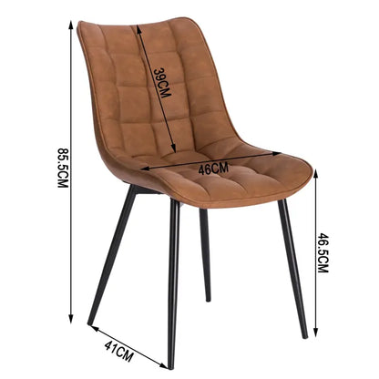 BukkitBow - Set van 2 Eetkamerstoelen - Lederen/Stoffen/Fluwelen Stoelen - met Metalen Poten - Ergonomisch Ontwerp - Zithoogte: 46CM