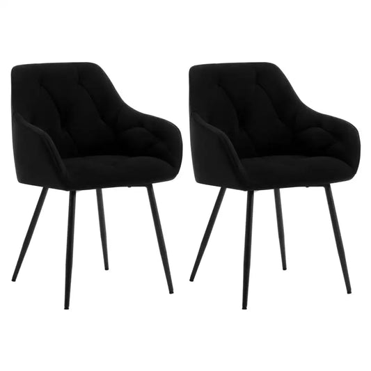 BukkitBow - Set van 2 Eetkamerstoelen - Velvet en Metaal - Ergonomisch Ontwerp - 120 kg Draagvermogen