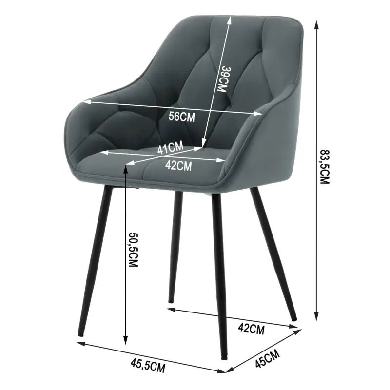 BukkitBow - Set van 2 Eetkamerstoelen - Velvet en Metaal - Ergonomisch Ontwerp - 120 kg Draagvermogen