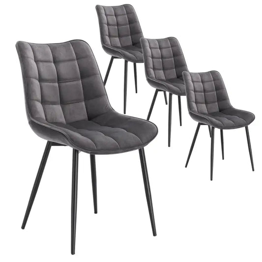 BukkitBow - Stijlvolle Eetkamerstoelen - Kunstleren/Fluwelen/Linnen/Stoffen Stoelen - met Metalen Poten - 85.5x46.5x40.5cm - 100kg Draagvermogen