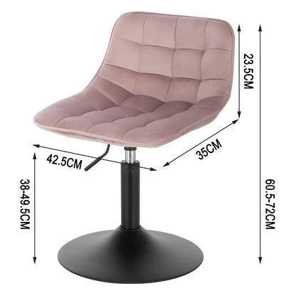 BukkitBow - Verstelbare Barkruk Fluweel - Staal Frame - Ergonomisch met Rugleuning - 120kg Draagvermogen - Zithoogte: 38-49.5CM