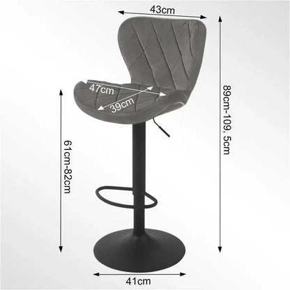 BukkitBow - Verstelbare Barkruk met Rugleuning - Vintage Imitatieleer/Velvet/Metaal - 360° Draaibaar