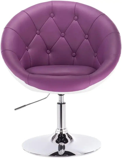 BukkitBow - Verstelbare Barkruk / Relaxstoel - Verchroomd Staal met Synthetisch Leer of Fluweel - Ergonomisch met Armsteun - Zithoogte: 45-57CM Paars Wit (Leder) Paars Wit (Leder) Barkruk BukkitBow