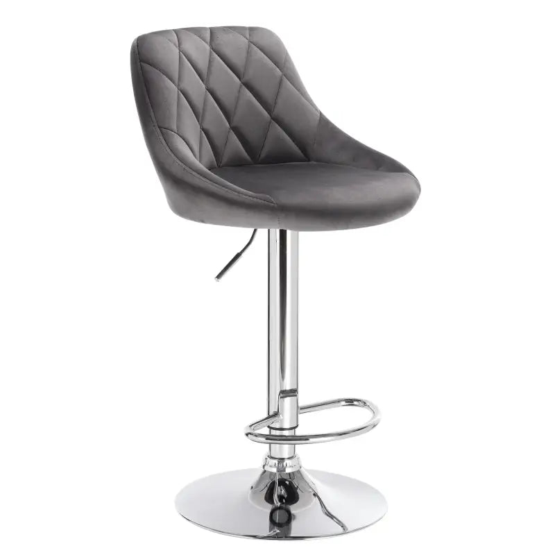 BukkitBow - Verstelbare Barkruk - Verchroomd Staal en Fluweel - Ergonomisch met Hoge Rugleuning - 60-82cm Zithoogte