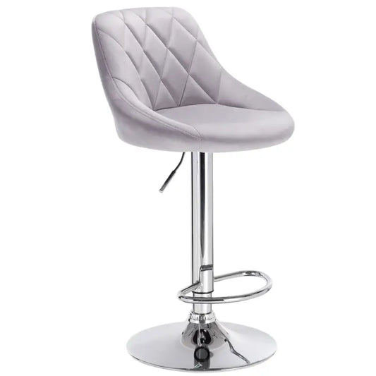 BukkitBow - Verstelbare Barkruk - Verchroomd Staal en Fluweel - Ergonomisch met Hoge Rugleuning - 60-82cm Zithoogte