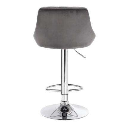 BukkitBow - Verstelbare Barkruk - Verchroomd Staal en Fluweel - Ergonomisch met Hoge Rugleuning - 60-82cm Zithoogte