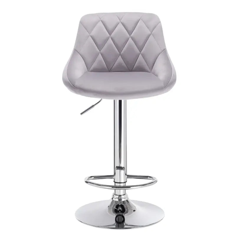 BukkitBow - Verstelbare Barkruk - Verchroomd Staal en Fluweel - Ergonomisch met Hoge Rugleuning - 60-82cm Zithoogte